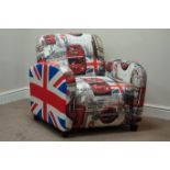 Art Deco shaped armchair upholstered in London fabric Condition Report <a