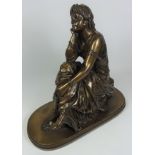 Bronzed model of a seated female, after Schoenewerk,