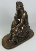 Bronzed model of a seated female, after Schoenewerk,