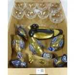 Set of six champagne glasses, two other champagne glasses,