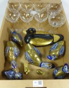 Set of six champagne glasses, two other champagne glasses,