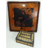 Early 20th Century ebony and Porcupine quill box and a early 20th Century Japanese lacquered and