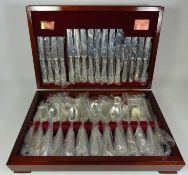 Canteen of silver plated cutlery, eight place settings in mahogany box, retailed by House of Fraser,