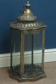 Bronze finish glass lantern with carrying handle,