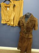Clothing & Accessories - 1960's tan suede top and skirt by David Conrad size 14 and one similar