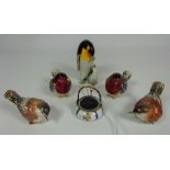 Two pairs of enamel bird ring boxes,