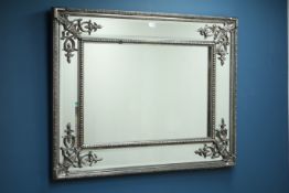 French style silvered cushion framed wall mirror,