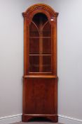 Wade reproduction yew wood corner display cabinet, W60cm,