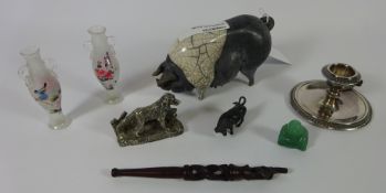 Small bronze bull, dog sculpture, pottery pig, small Jade buddha etc.