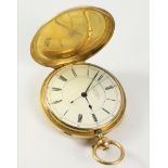 Victorian 18ct gold key wound chronograph hunter pocket watch by T R Russell 18 Church Street