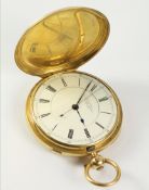 Victorian 18ct gold key wound chronograph hunter pocket watch by T R Russell 18 Church Street
