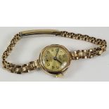 Ladies Precista 9ct gold wristwatch on rolled gold bracelet strap Condition Report