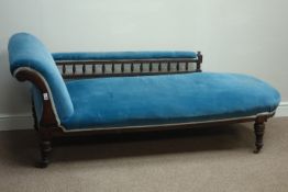 Victorian carved walnut upholstered chaise longue,