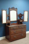 Edwardian mahogany dressing chest, two short and two long drawers,