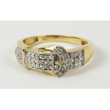 Diamond silver-gilt buckle ring stamped 925 Condition Report <a href='//www.