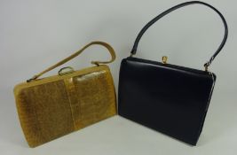 Clothing & Accessories - Mappin & Webb Lizard skin handbag and a blue leather handbag with suede