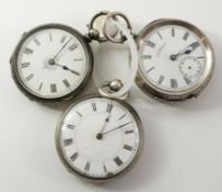 Victorian silver and enamel mid-size pocket watch Birmingham 1882,