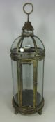 Circular bronze finish glass lantern with dome top, D28cm,