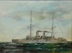 'H.M.S Gibraltar', ship portrait oil on board unsigned 28.