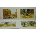 Farmyard Scenes near Jervaulx, Yorkshire and Burythorpe and a Rural Landscape,