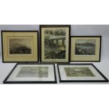 Five 19th Century hand coloured engravings and prints depicting Scarborough including 'Opening of