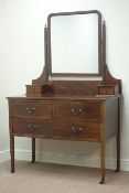 Edwardian inlaid mahogany dressing chest two short and one long drawer,