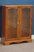 Cherry wood display cabinet, two glazed doors, W80cm, H95cm,