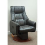 Leather upholstered swivel reclining rocking char Condition Report <a