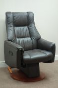 Leather upholstered swivel reclining rocking char Condition Report <a