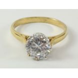 Single stone cubic zirconia silver-gilt ring stamped 925 Condition Report <a