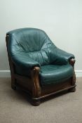 Medium oak framed upholstered armchair