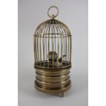 Brass caged bird clock, H15cm CLOCKS & BAROMETERS - as we are not a retailer,