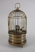 Brass caged bird clock, H15cm CLOCKS & BAROMETERS - as we are not a retailer,
