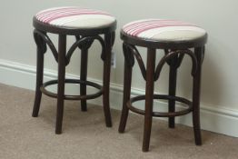 Pair 20th century bentwood bar stools upholstered seats Condition Report <a