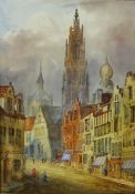 'Antwerp', watercolour signed and titled by Edward Nevil 28cm x 19cm