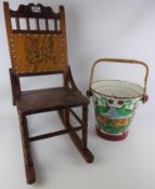 Mid 20th Century child's rocking chair and a painted metal slop pale Condition Report