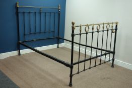 19th century wrought metal and brass 4' 6'' double bedstead