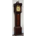 Early 19th century oak longcase clock, 30-hour movement, painted dial with subsidiary second hand,