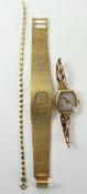 Early 20th century 9ct gold watch on expanding rose gold strap stamped 9ct approx 21.