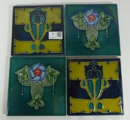 Two Minton Hollins & Co Secessionist type Art Nouveau period tiles and two similar 19th / Early