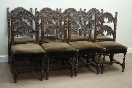 Set eight 19th century carved oak Yorkshire dining chairs Condition Report <a