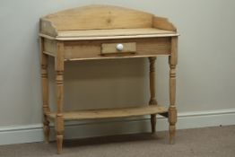 Victorian pine washstand with single drawer and undertier, W87cm, H94cm,
