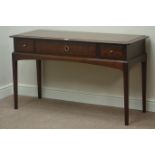 Stag Minstrel mahogany three drawer side/dressing table, W120cm, H72cm,