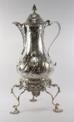 George III silver coffee pot and warming stand by WF and IK London 1767 (unidentified by Jacksons)