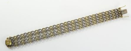 Italian four chain two tone gold link bracelet by Sinigaglia Benito Creazzo Vicenza maker's mark