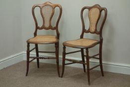 Pair Victorian walnut bedroom chairs with cane seats and backs Condition Report