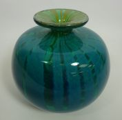 Mdina globular 'Ming' pattern glass vase,