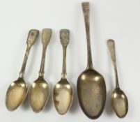 George III silver table spoon by Thomas & William Chawner London 1768 and teaspoons hallmarked