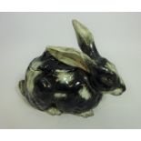 19th/ early 20th Century Delphin Massier of Vallauris lidded pot in the form of a rabbit,