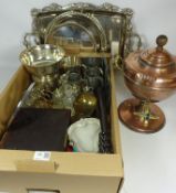 Copper Samovar, Victorian album, turned wood truncheon, silver plated trays,